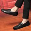 2024Quality Formal Dress Shoes for Gentle Men Metal Buckle Black Genuine Leather Shoes Mens Business Low Top Men's Casual Shoes
