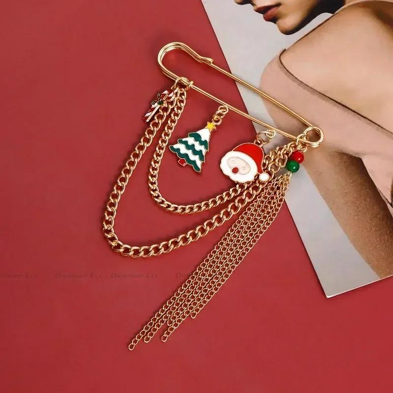 Fashion Lovely Enamel Christmas Santa Claus Snowman Pendants Brooch Badge Xmas Laple Pin New Year Party Jewelry Gifts