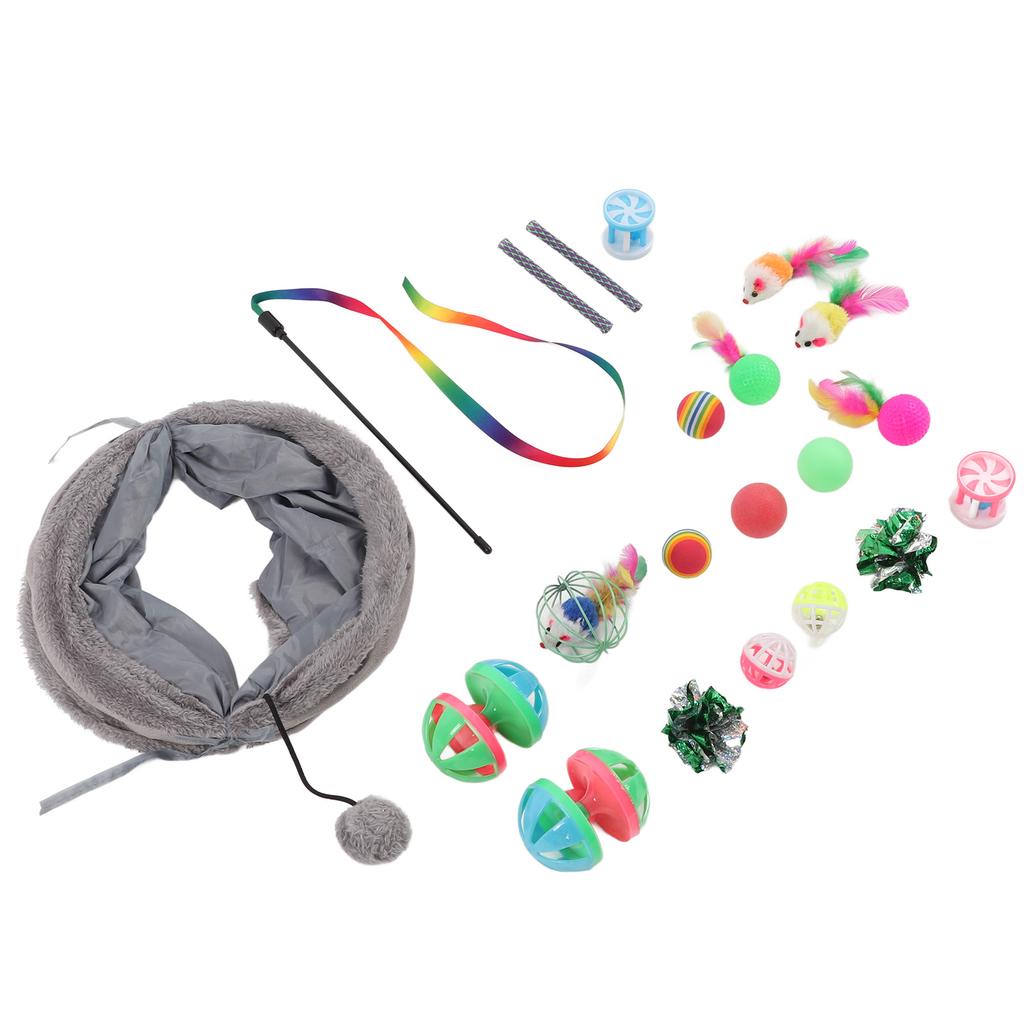21 sztuk zestaw zabawek interaktywnych kolorowe kulki kot kij dzwony zabawki dla kota asortyment dla kota kotek