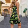 Women's Floral Print Dress, Vest, Skirt With Pockets, Beach Skirt, V-Neck Vest Skirt