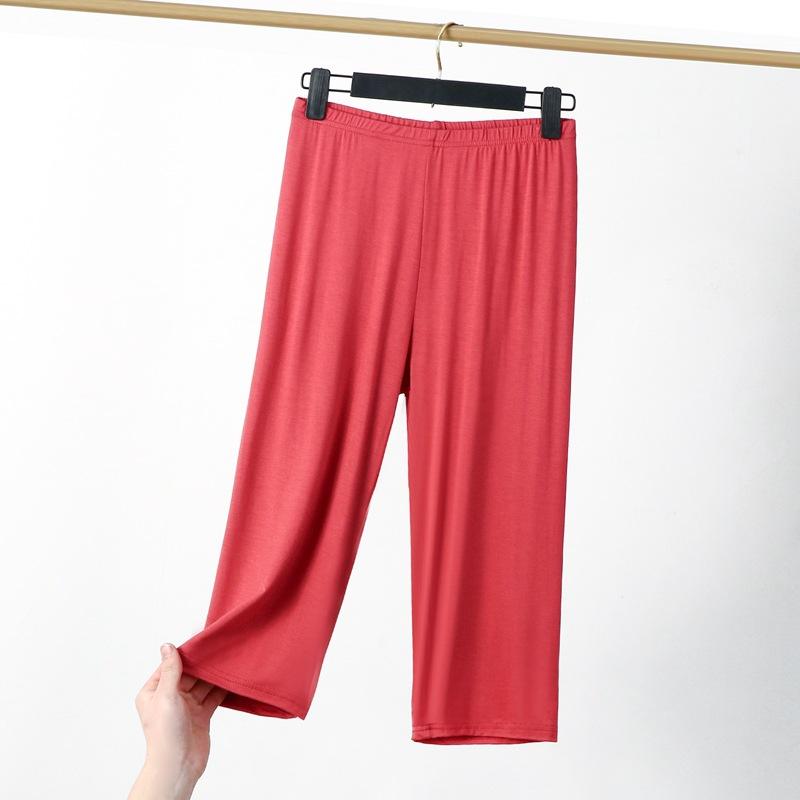Frühling Sommer Damen Hohe Taille Dünn Modal 8XL Elastischer Bund Einfarbig Sieben Punkte Hausanzug Hose