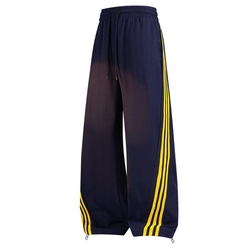 

Мужские спортивные брюки-палаццо с тремя полосками, свободные повседневные брюки для весны и осени, модный брендовый стиль для мужчин и женщин L тёмно-синий