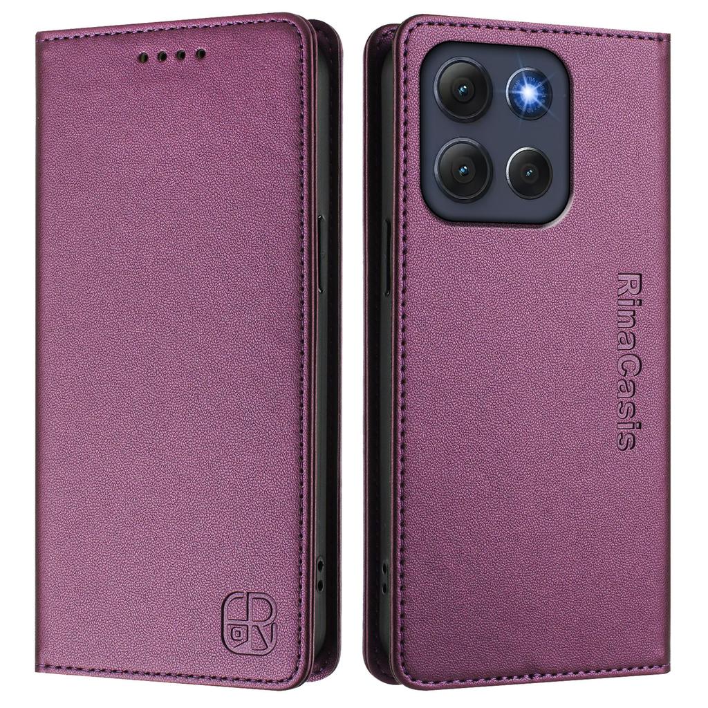 For Motorola Moto G86 5G Leather Case RINACASIS RC01 Phone Cover with RFID Blocking Wallet Stand