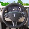 For Tesla modelS model X Model 3 DIY custom leather suede steering wheel cover car wheel cover interior