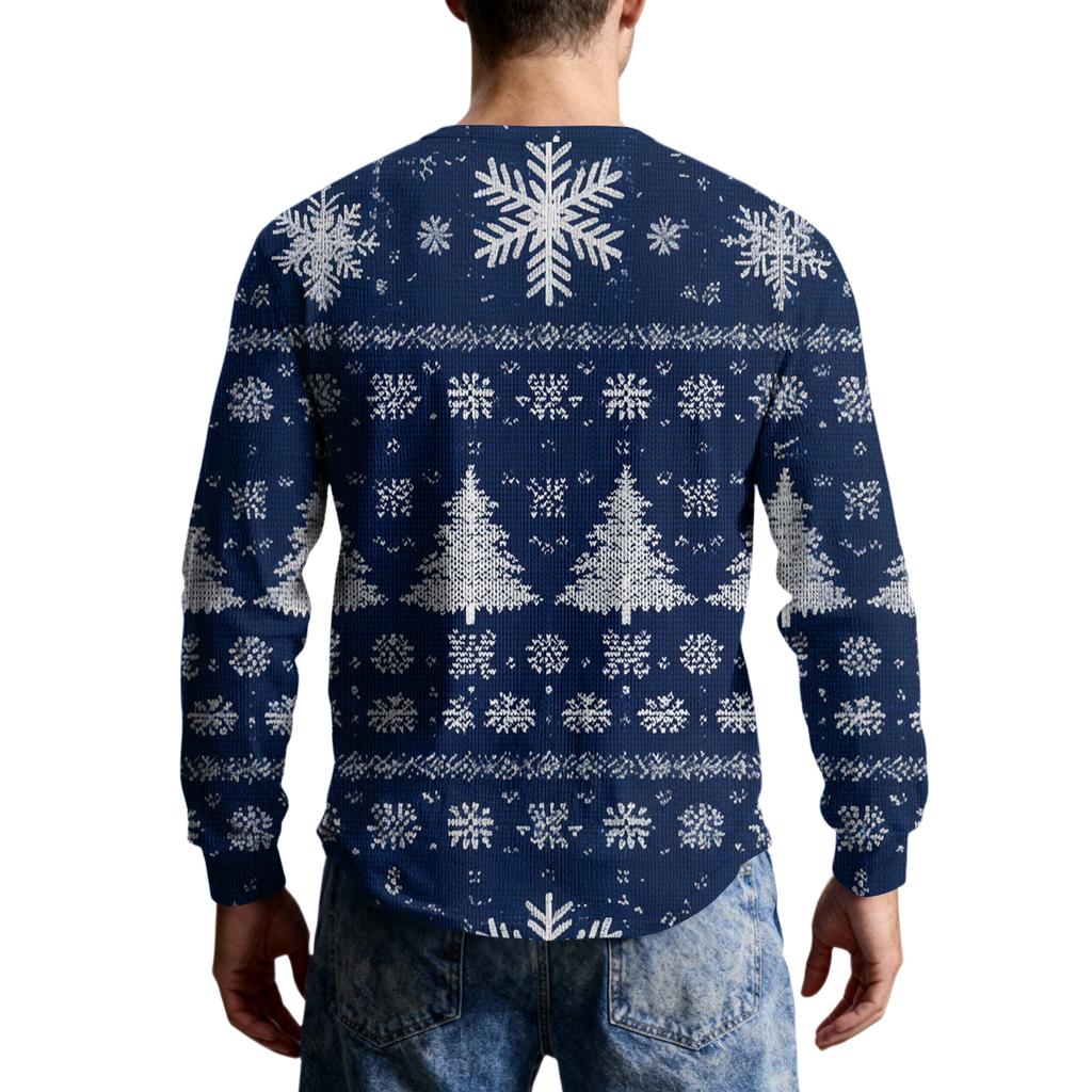 Men's Casual Knit Button-Up Long-Sleeve Shirt