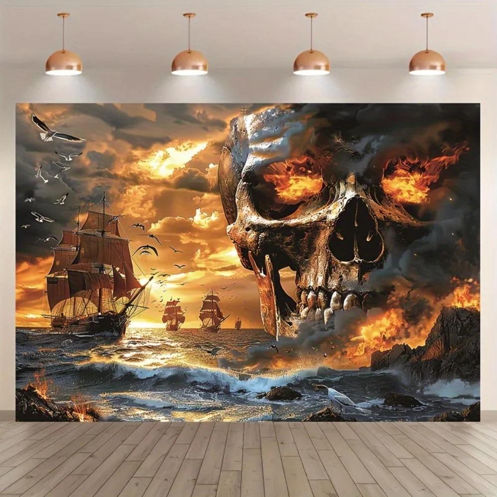 Bohemian Pirate Adventure Theme Banner Decoration Background Treasure Hunt Skeleton Home Decoration Photography Backdrop Cloth