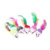 Scratch & Bite-Resistant Cat Teaser Plush Mouse with Colorful Feathers - Interactive Self-Play Toy