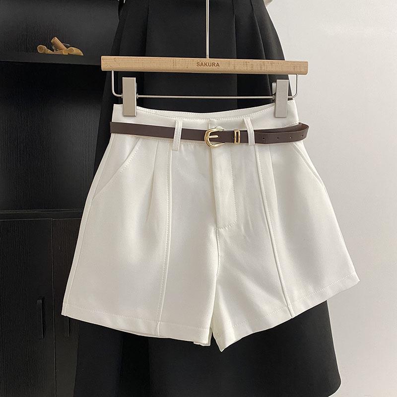 2025 Summer Korean Style Retro High-Waist A-Line Wide-Leg Women's Casual Shorts