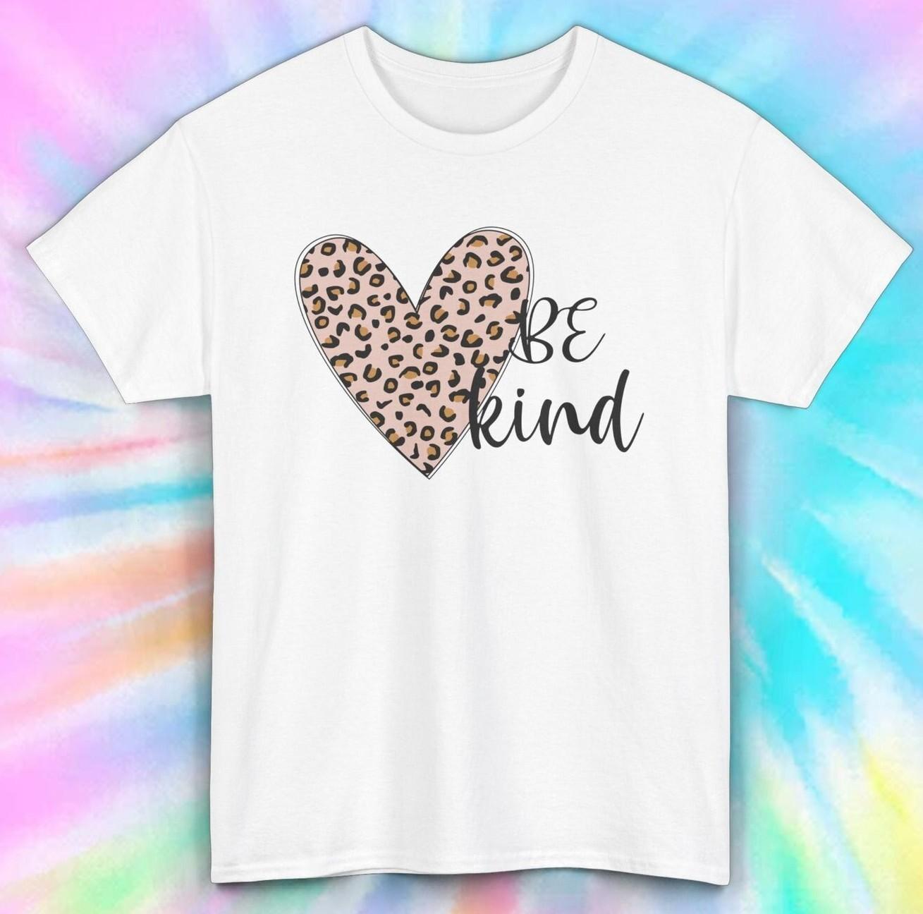 Be Kind Shirt | Leopard Print Heart | Encouraging Message Tee S-5XL XXL