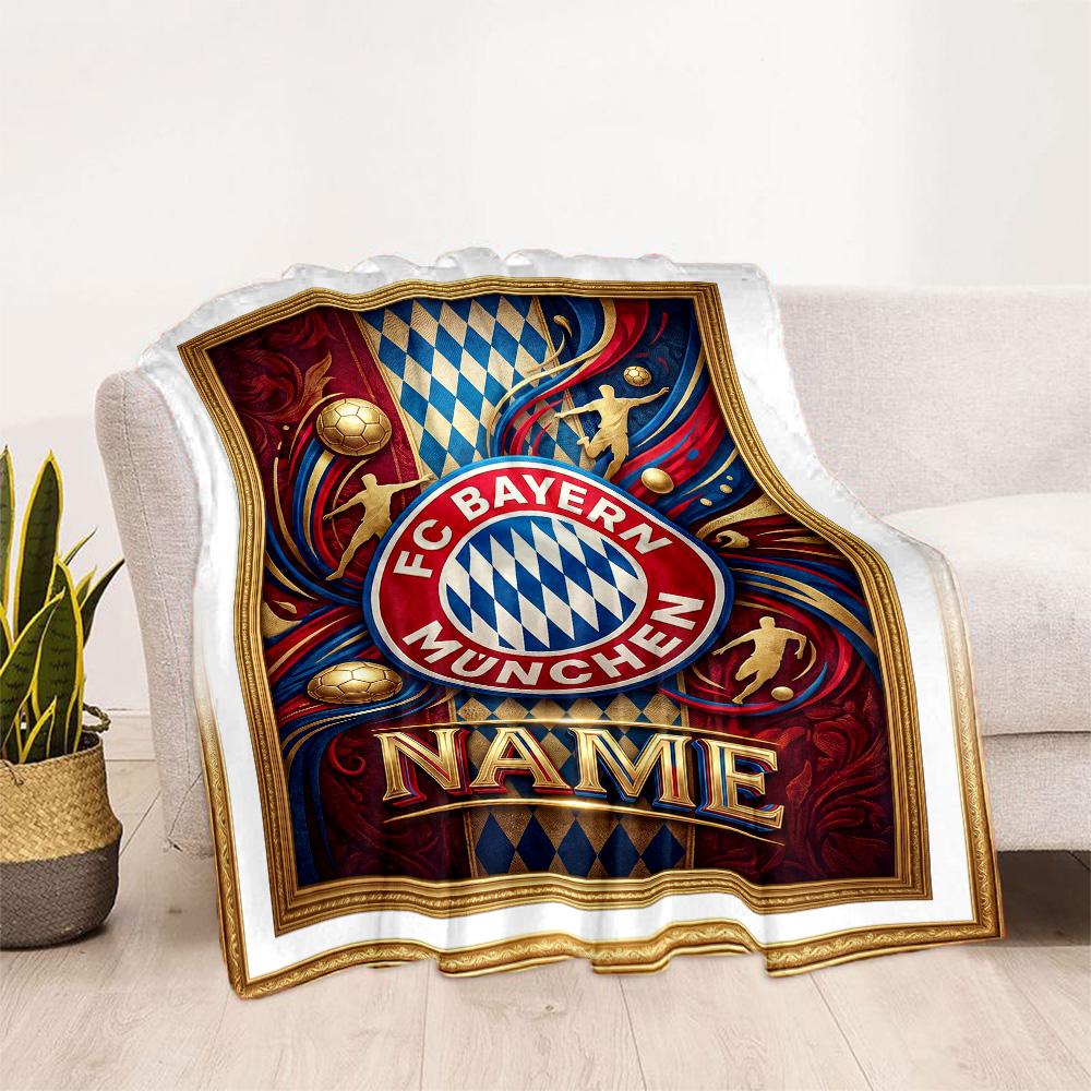 Bayern Munich Stadium Night Personalized Name Blanket Throw Customizable Blanket Warmthful Decor for Nap Couch Livingroom Chair Four Seasons Universal