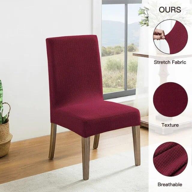 2PCS Waterproof Dining Chair Cover Polar Fleece Stretch Chair Slipcover Solid Chair Cover for Kitchen Banquet Wedding Home