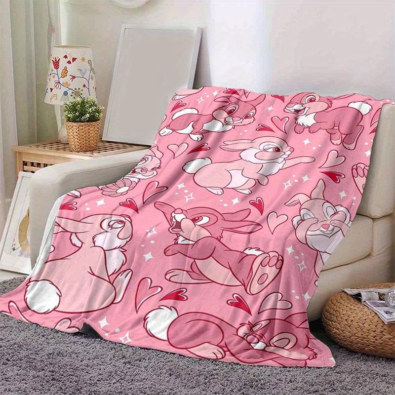 1 Stück, Rosa Hase Herz-Druck Decke Heimdekoration, Sofadecke, Outdoor-Decke, Geschenk für Sie Ihn, Flanelldecke, Geeignet für Schlafzimmer,