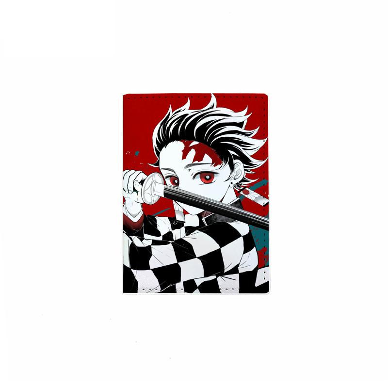 Japanese Anime Demon Slayer Passport Cover Unisex Students Travel Passport Holder Wallet Women Leather Credit Card Holder Case