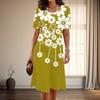 Women's Fashion Graceful Simple Flowers Print Summer Spring Short Sleeve O-Neck Casual Dresses