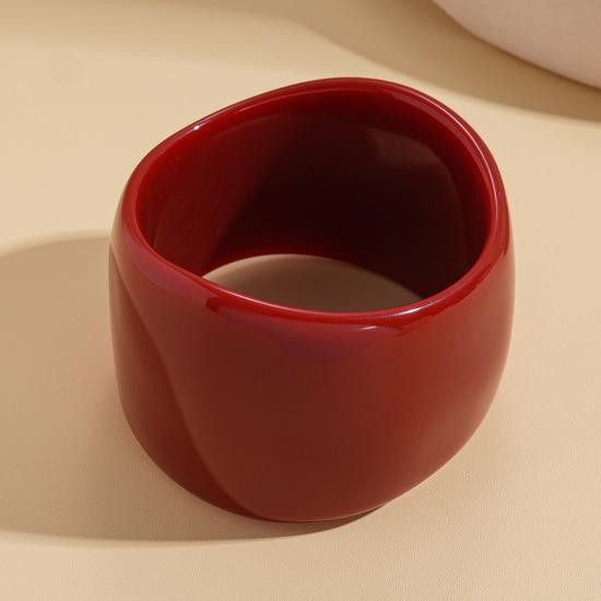Irregular geometric wide bracelet, holiday style, simple and niche, with a high-end feel, exaggerated jewelry Dark Red
