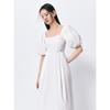 Peacebird Damen Midi-Kleid mit quadratischem Ausschnitt und Puffärmeln