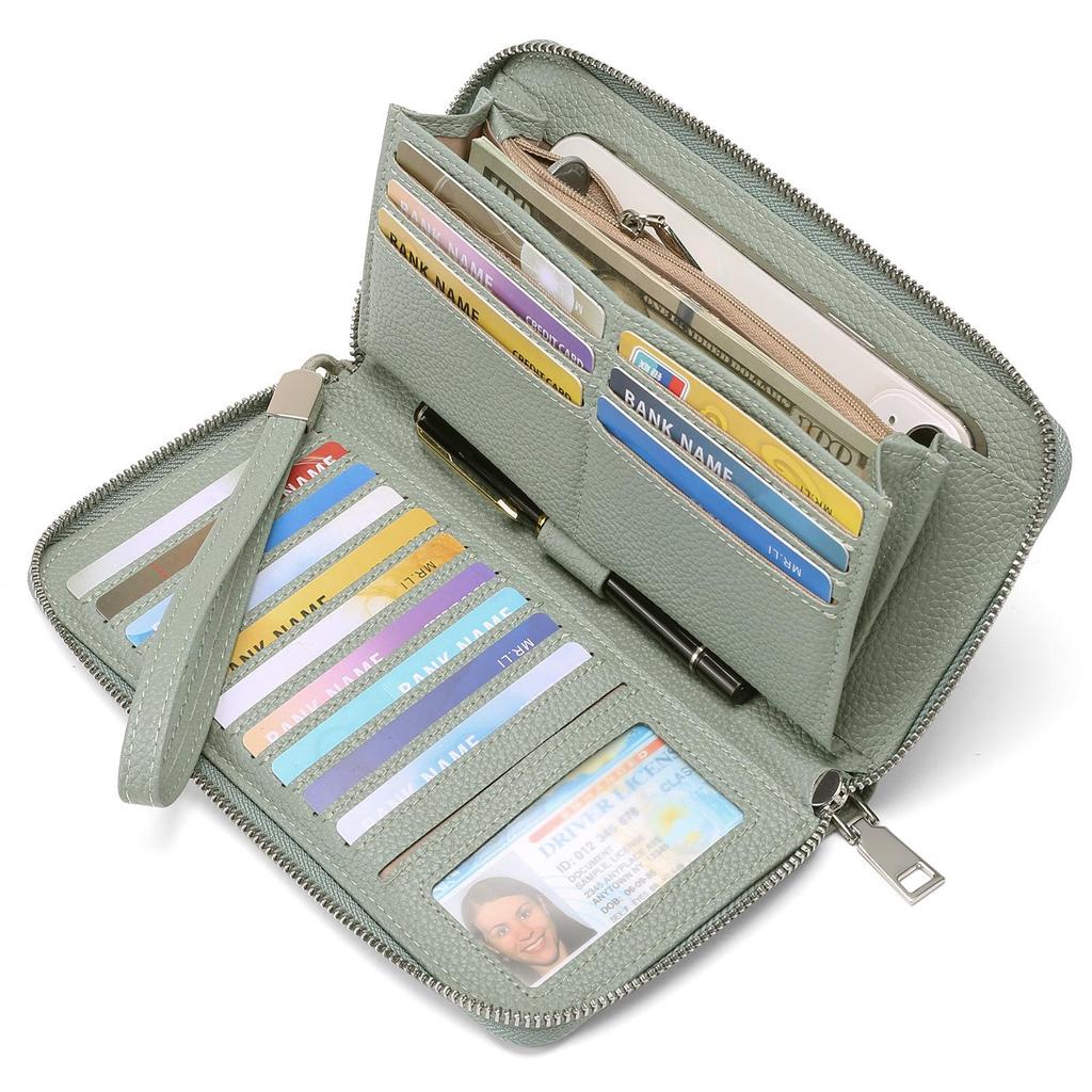 RFID-diebstahlsichere Damenbrieftasche aus PU-Leder, großes Fassungsvermögen, lang und elegant mit mehreren Kartenfächern.