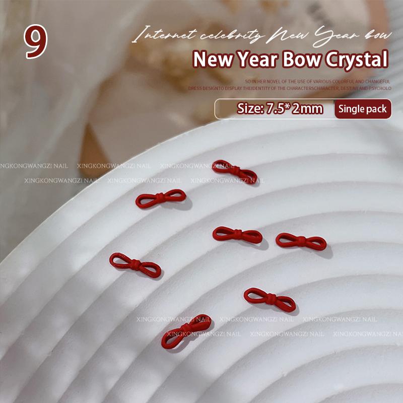 

1Pc Year Red Bow Alloy Nail Diamond With Pearl Vintage Stereoscopic Nail Decoration Accessories Nail Painting Nail Salon