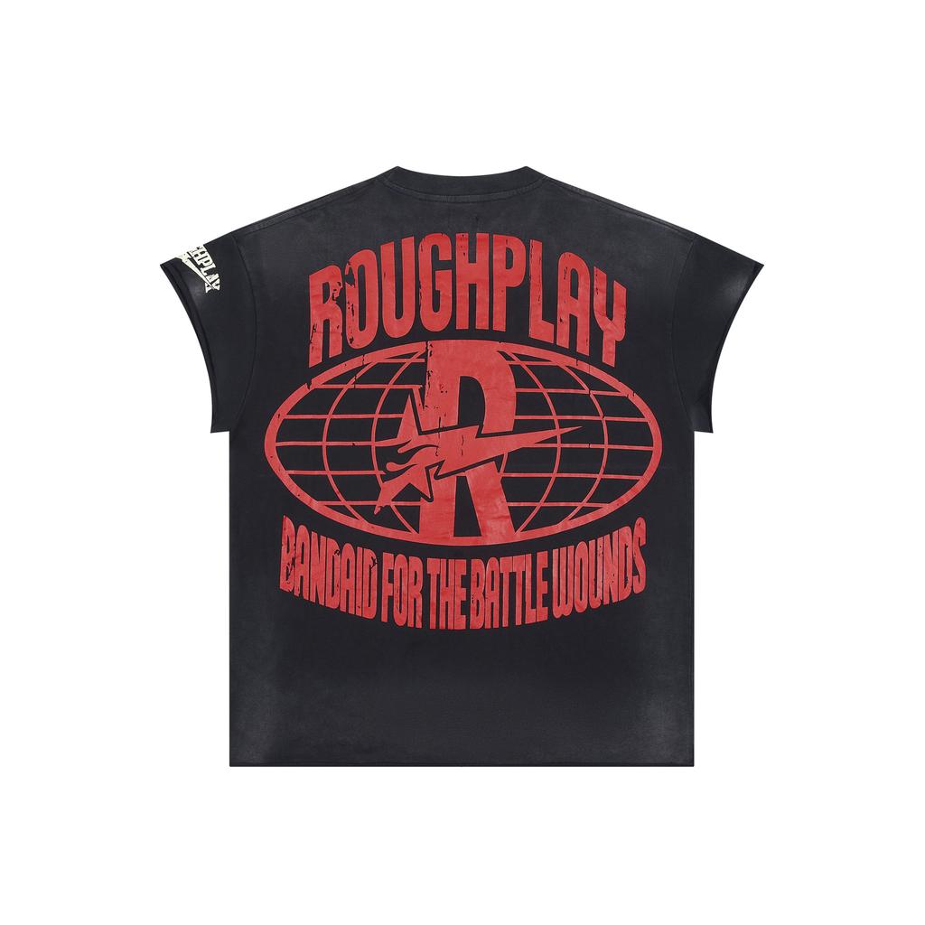 RoughPlay Cross-border European and American Street Tide Brand Hot Diamond Short-sleeved T-shirt Men and Women Versatile Street Hip-hop Heavy Cotton