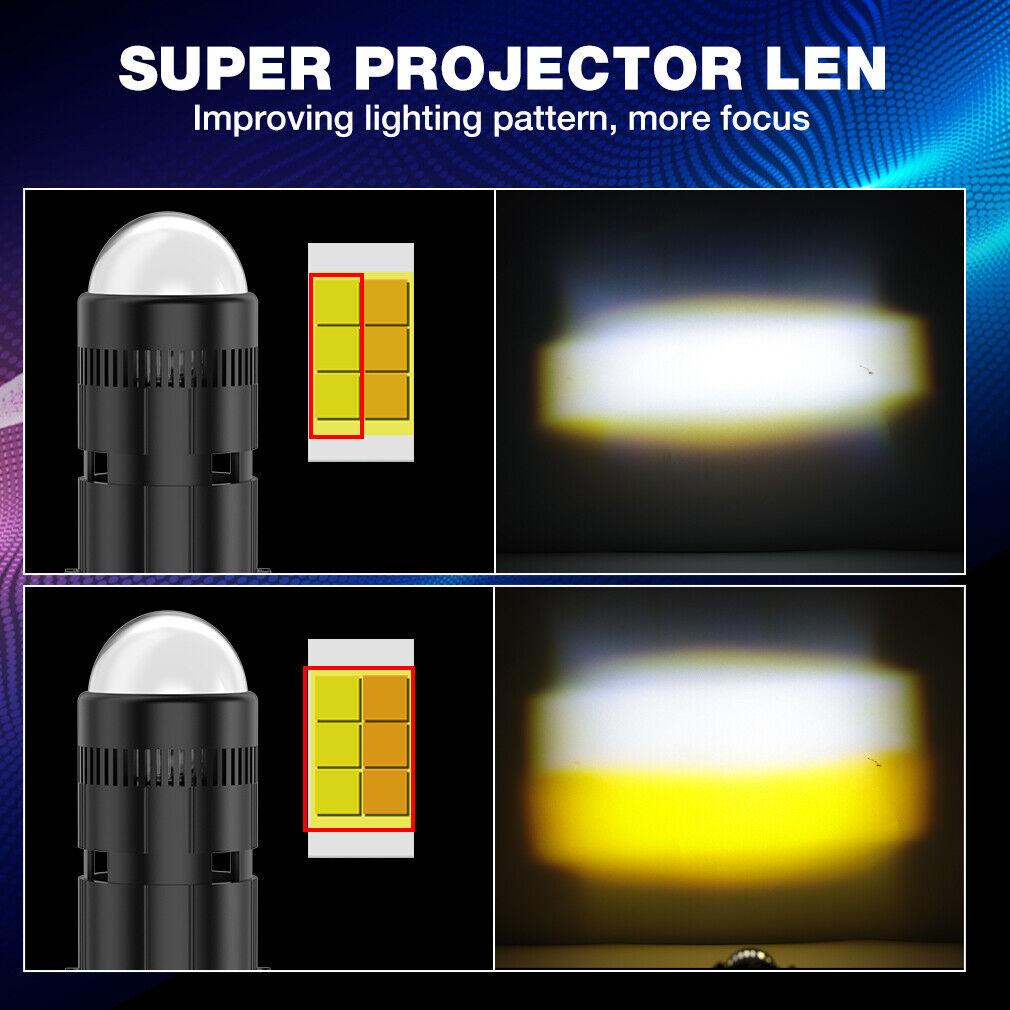 1Pc 360° H4 CSP LED Motorcycle Headlight Projector Lens Bulb Dual Color Hi/Lo Beam Light 40000Lm 120W Scooters Lamp W/ Fan 6000K 3000K White Yellow