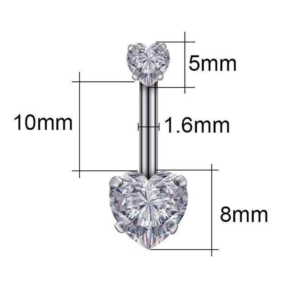 Heart Shape Belly Button Rings Crystal Silver Body Jewelry Navel Piercing for Party Decoration