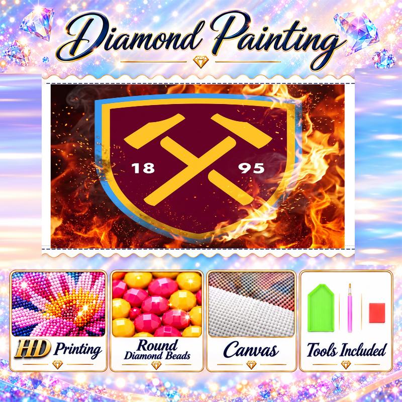 West Ham United Football Diamond Painting Kit 5D Full Drill DIY Diamond Mosaic Wall Art Home Decor
