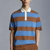 Moncler Ss22 Color Block Striped Logo Print Short Sleeve Polo Shirt Men polo shirts Blue H10918A00016899NN706