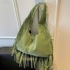 Boho Large-Capacity Fringe Velvet Crescent Shoulder Bag 2025