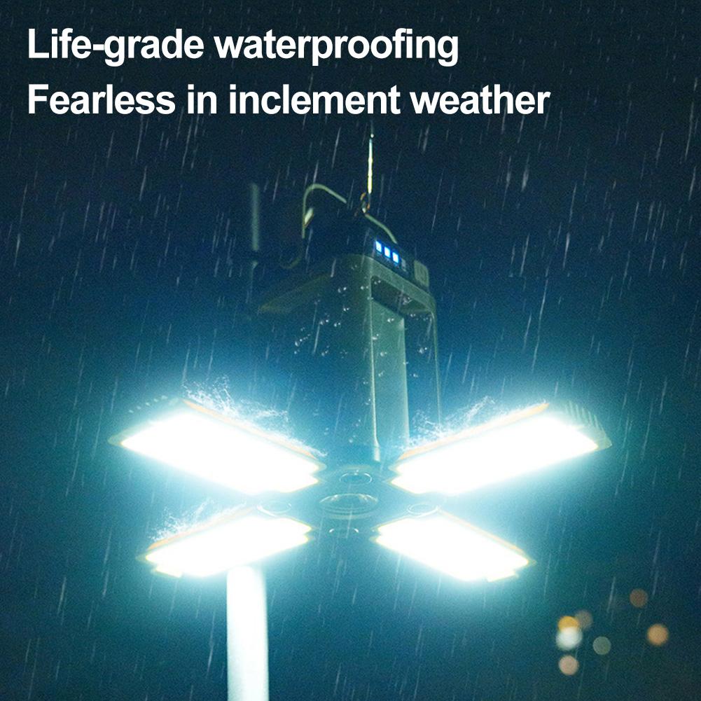 Solar Foldable Camping Light Rechargeable Camping Lantern Flashlight Hanging Tent Light for Emergency Camping Hiking