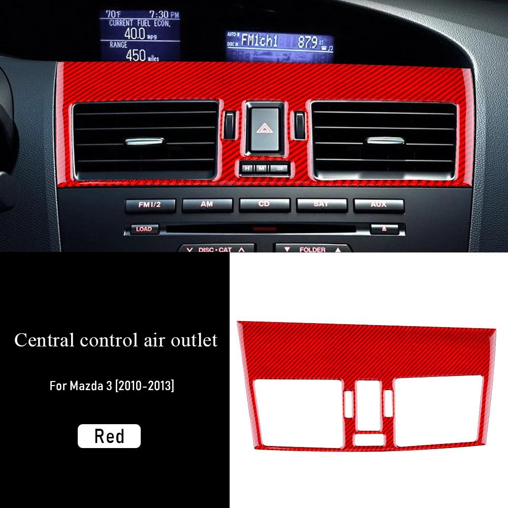 

For Mazda 3 2010 2011 2012 2013 Real Soft Carbon Fiber Dashboard Center Air Vent Outlet LHD Sticker Interior Car Accessories Red Carbon
