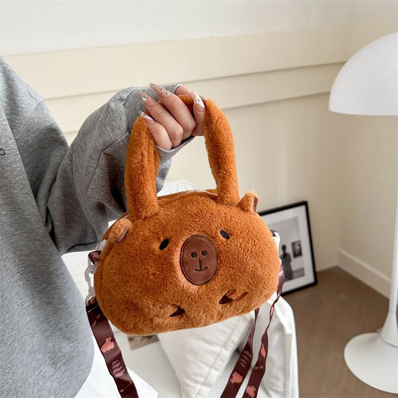 Sweet Capybara Handbags For Girls Lovely Kids Crossbody Bag Children Gift Little Girl Small Purse Soft Plush Capybara Handbags