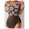 One-piece printed swimsuit, belly slimming, backless, fashionable skirt-style one-piece swimsuit