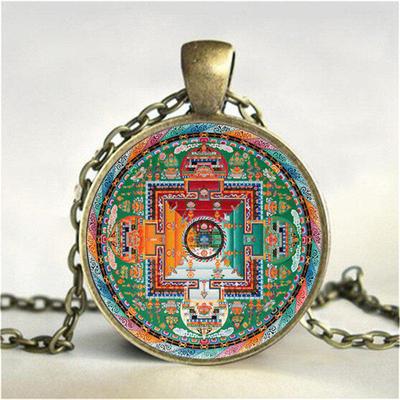 Collar de mandala budista tibetano, joyería de geometría sagrada, regalo espiritual, collar de hombres, colgante de mandala de hombres negros