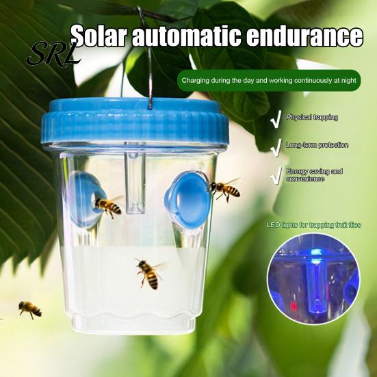 Trampa para Avispas de Luz Azul Trampa Solar para Exteriores, Cubo Colgante Impermeable para Avispones, Reutilizable para Avispas Amarillas Plaga de Jardín con Luz LED, Atrapador para Patio