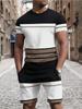 Summer Top Men's Letter 3D Print Short-Sleeve T-Shirt Stylish Mens Shorts Set Vacation Beach Casual T-Shirt 2-Piece
