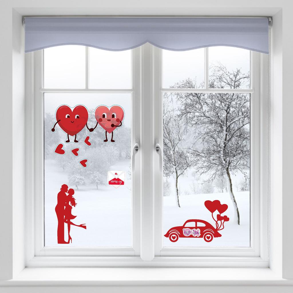 Buy Valentine Love Stickers Heart Window Clings Decor Fridge Decals at ...