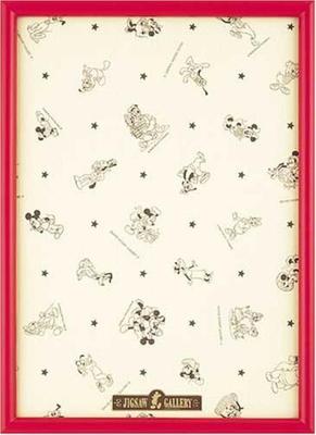 Tenyo [Made In Japan] Wooden Puzzle Frame, Disney-Exclusive Panel, 300 Pieces, Red (30.5x43cm), Mickey Emblem Plate, Hanging Cord Included