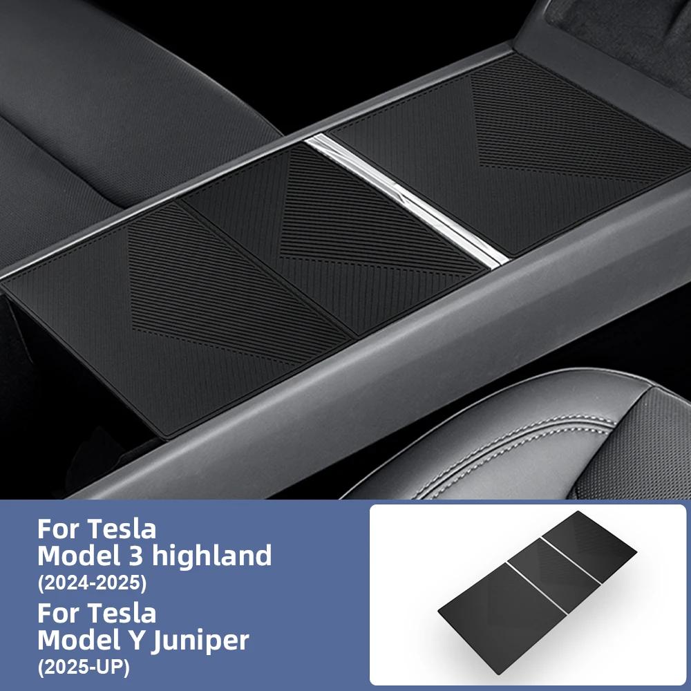 

For Tesla Model 3 Highland 2024 Model Y 2025 Juniper Launch Silicone Car Central Console Storage Armrest Box Sticker Accessories чорний