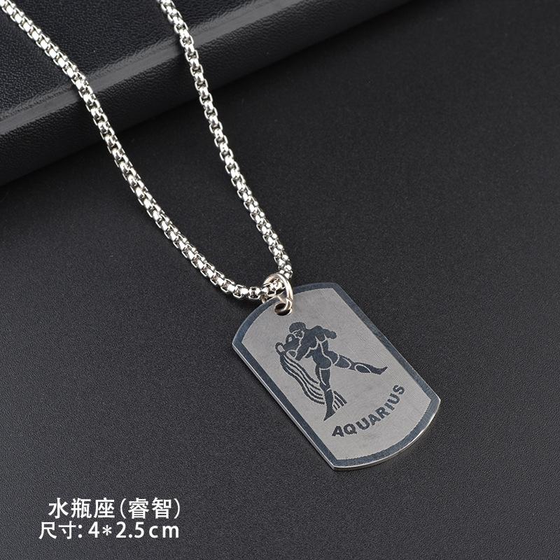 Twelve Constellations Titanium Steel Necklace Hip Hop Trendy Pendant, Versatile for Men and Women, Street Couple