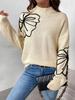 2025 New European & American Autumn Women's Floral Semi-High Neck Sweater
