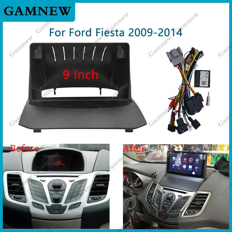 9 Inch Car Radio Fascia Frame Canbus Box 2DIN Install Panel Dashboard For Ford FIESTA 2009-2014