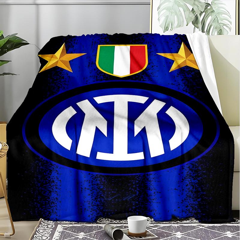 1 PZ F.C. Coperta morbida in flanella stampata Internazionale Milano per camera da letto da adulto, soggiorno, divano, campeggio, viaggi, regali per tifosi, regali di Natale