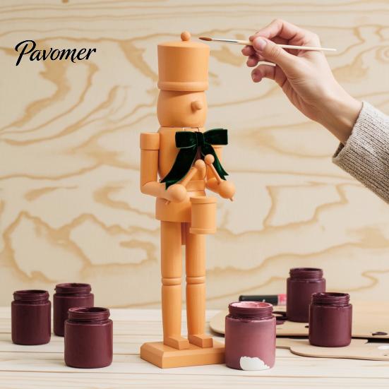 Christmas Holiday Tabletop Decorations Nutcracker Ornaments, Wooden Neutral Figures with Velvet Bow, DIY Decorative Soldier Statues Ornament