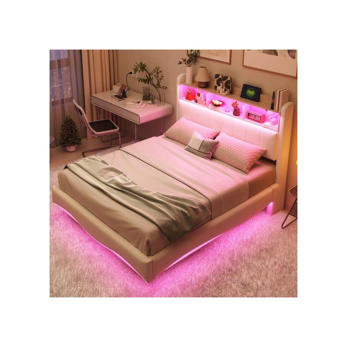 Lit mural - MUVOE - 140x200 - Lin beige - LED - USB Type-C