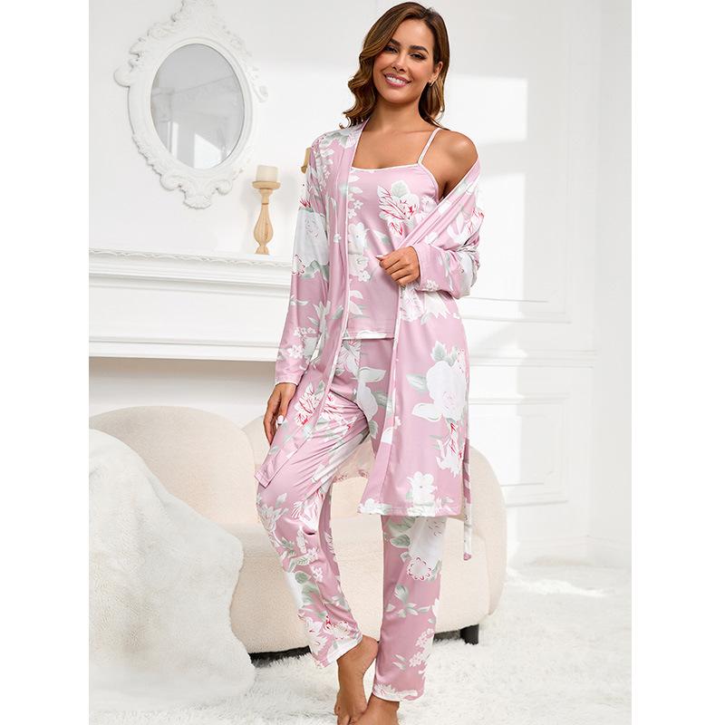 Spezielle Pyjamas für Damen, Baumwollpyjamas, Trägerpyjamas, Hosen, dreiteiliges Set, europäische und amerikanische Herbst-Loungewear