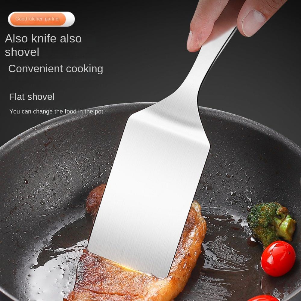 1/2pcs 8.58/9.76 Inch Short Handle Rice Spoon Stainless Steel Steak Spatula  Restaurant
