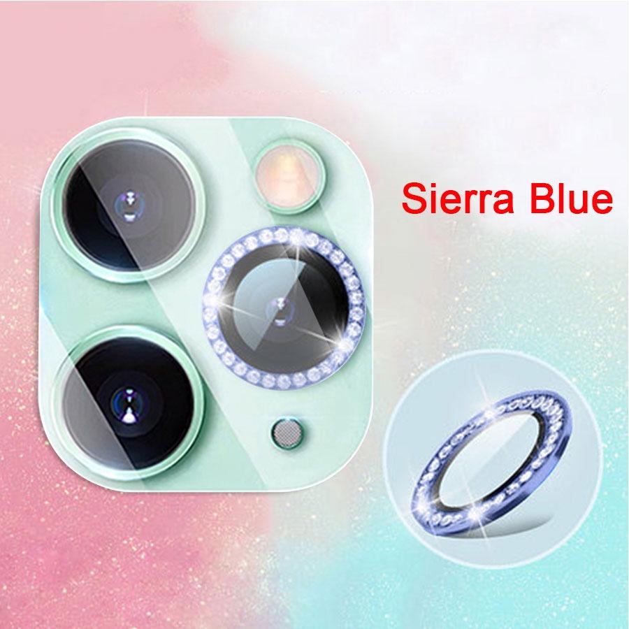 Für iPhone 11 12 13 14 15 16 Pro Max Bling Diamond Metall Kameraobjektivring Schutzkappe mit gehärtetem Glas