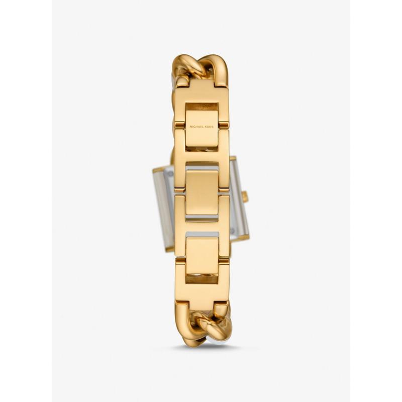 Michael Kors Orologio da polso con catena in acetato e placcatura oro, con lucchetto Pavé MK4809