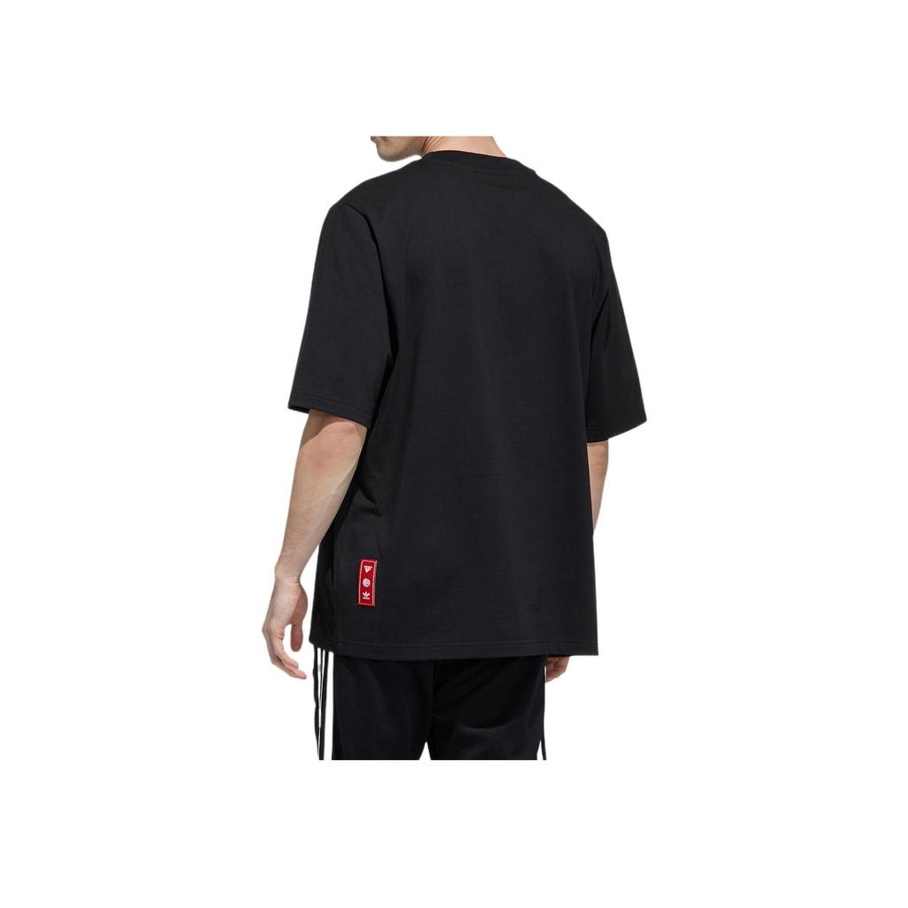 Adidas Originals Trefoil Print Casual Sports Short Sleeve T-shirt Men Tops Black H09193