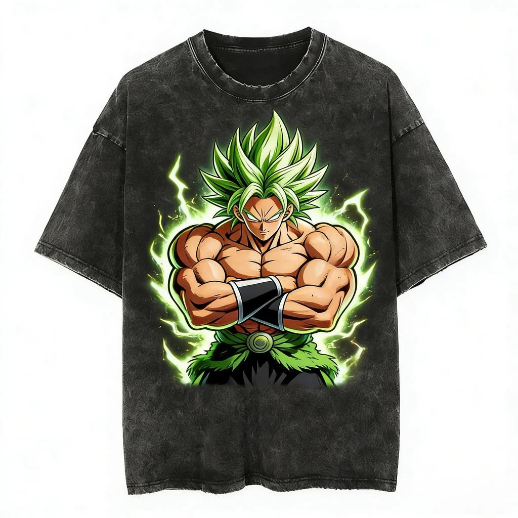 Anime Dragon Ball Goku  Vegeta Printed Tshirt Mens and Womens Washed Tshirt High Quality Vintage Cotton Tshirt Tops